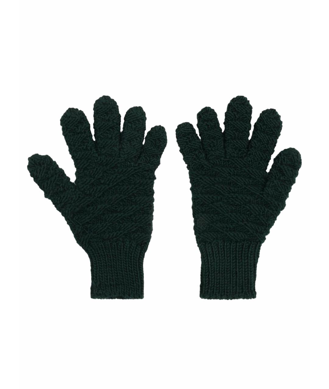 BOTTEGA VENETA Зеленые шерстяные перчатки, фото 1