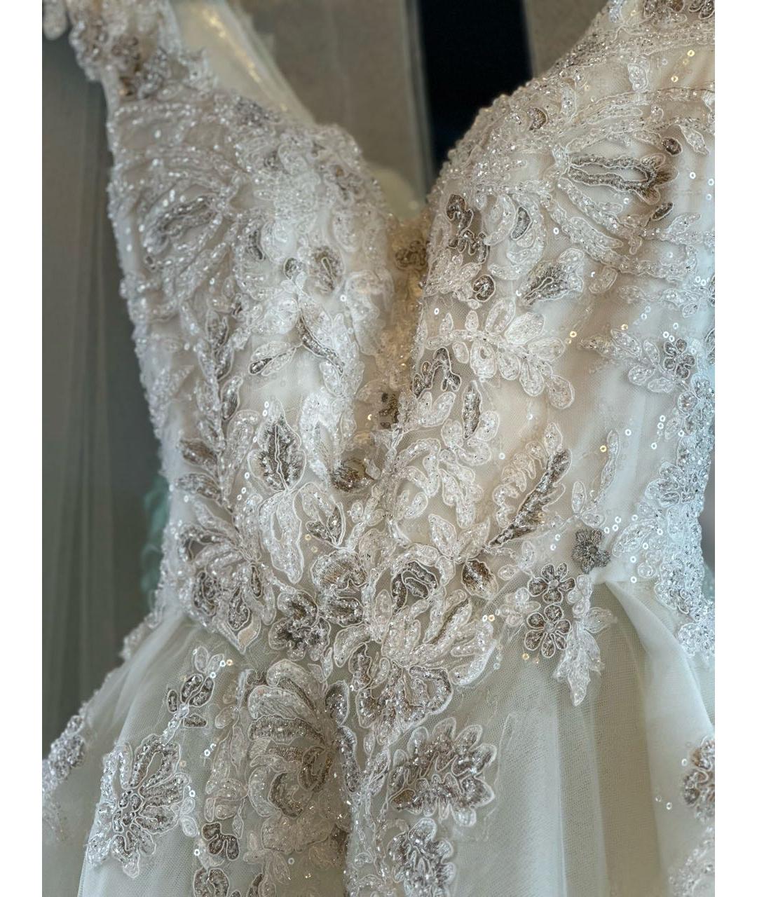SAIID KOBEISY Белое кружевное свадебное платье, фото 4