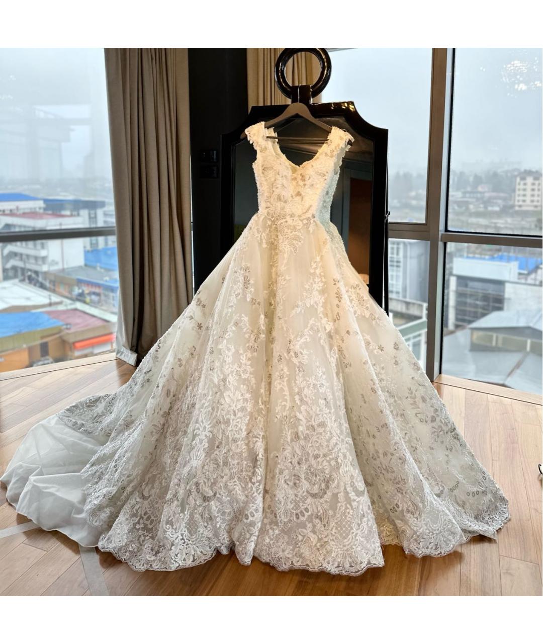 SAIID KOBEISY Белое кружевное свадебное платье, фото 8