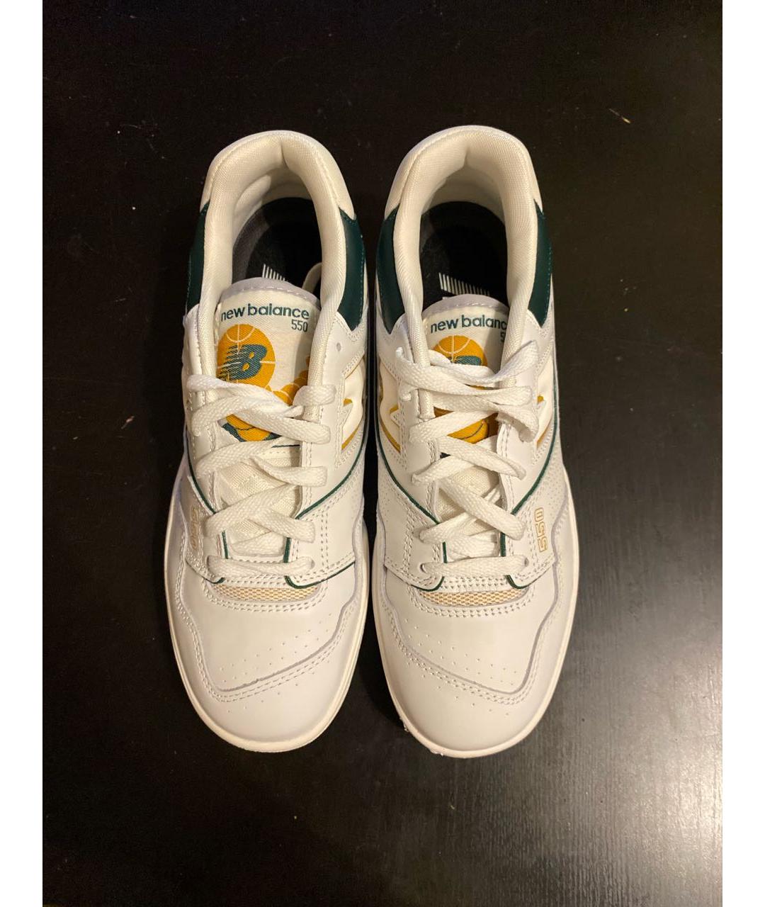 NEW BALANCE Зеленые кожаные низкие кроссовки / кеды, фото 3