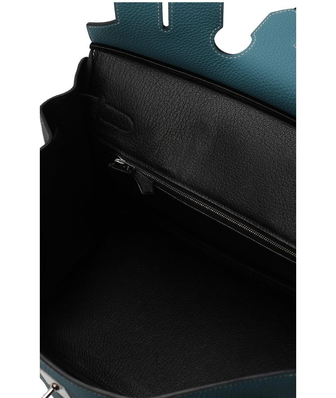 HERMES Бирюзовая кожаная сумка с короткими ручками, фото 4