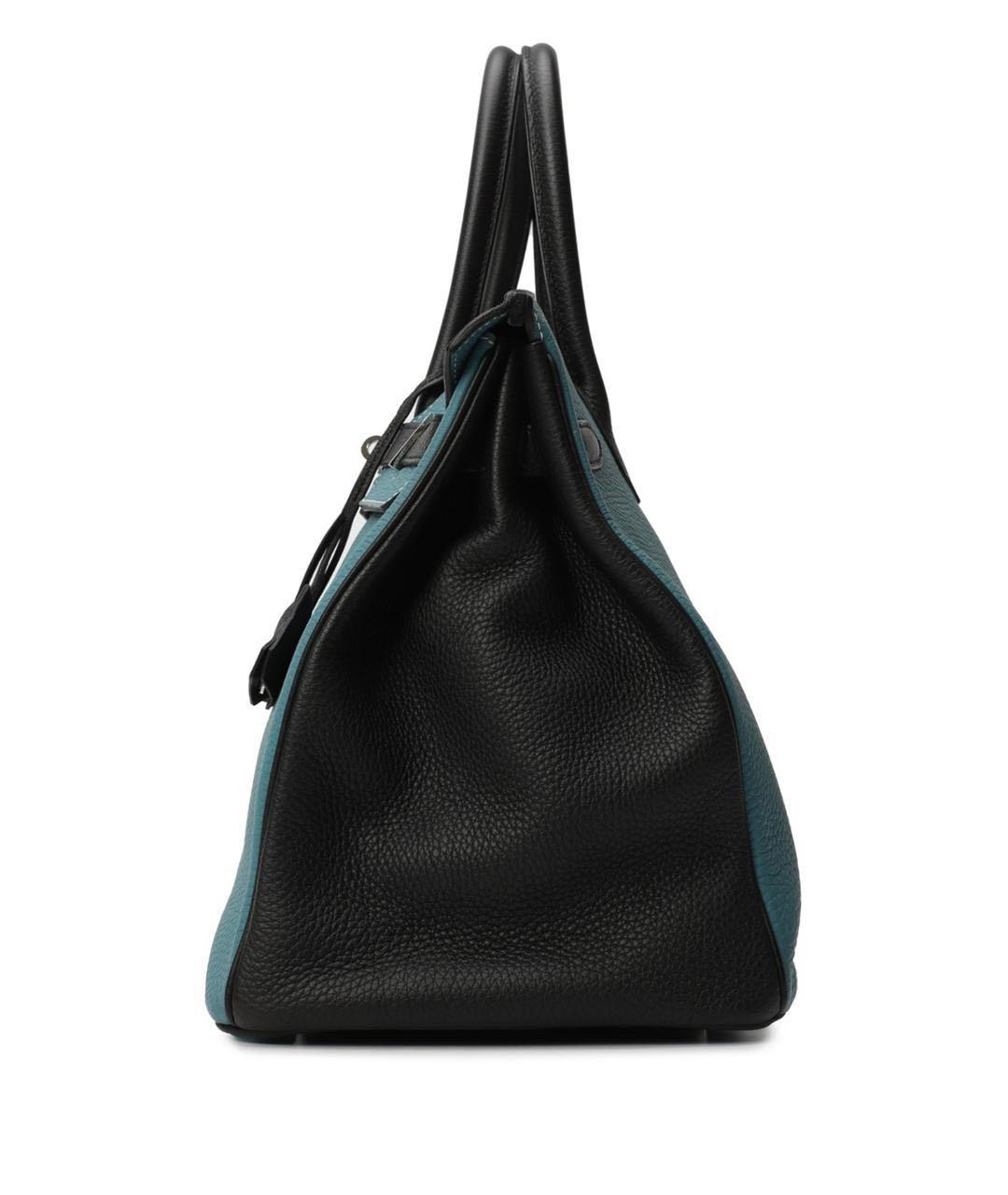 HERMES Бирюзовая кожаная сумка с короткими ручками, фото 2