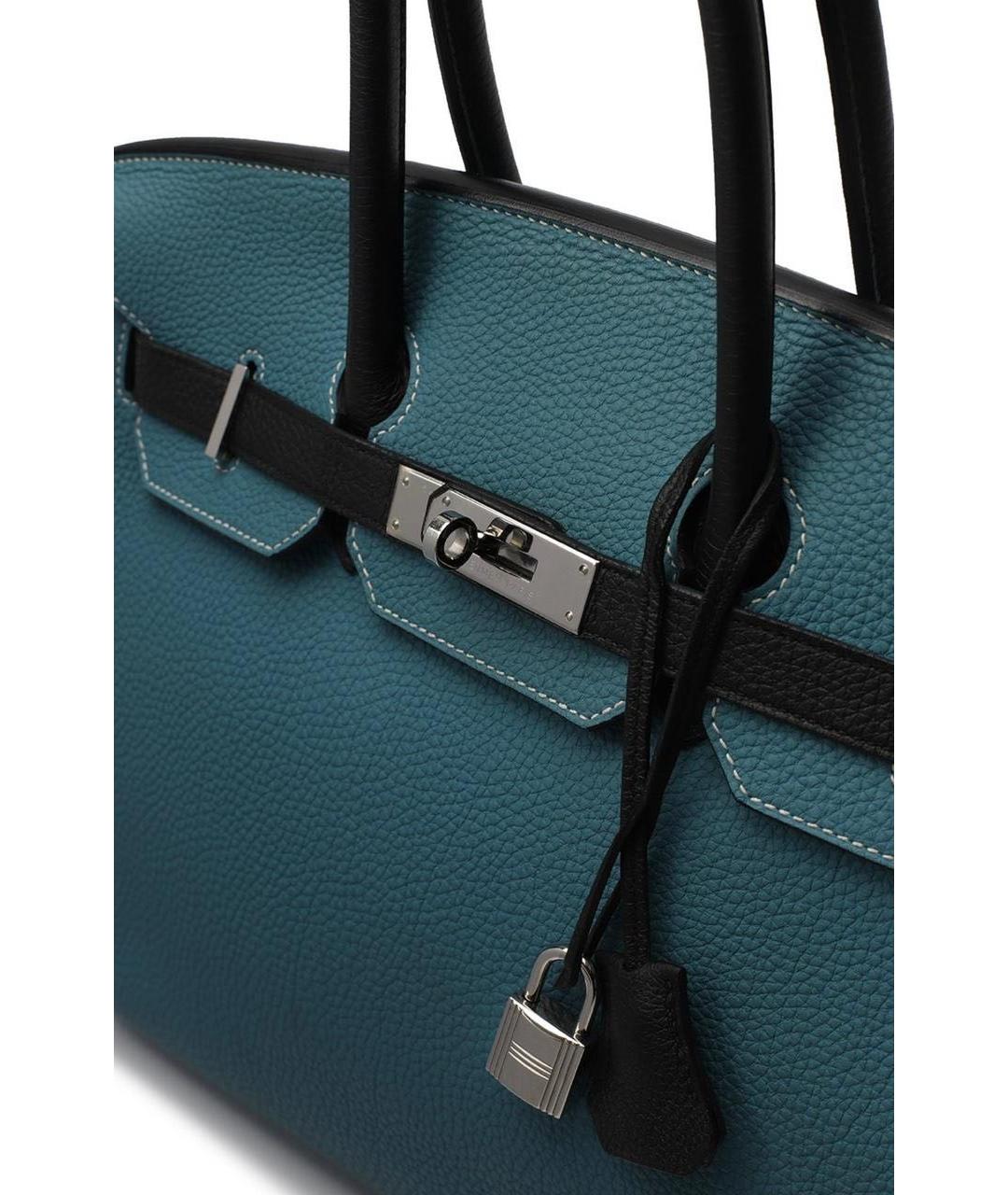 HERMES Бирюзовая кожаная сумка с короткими ручками, фото 5