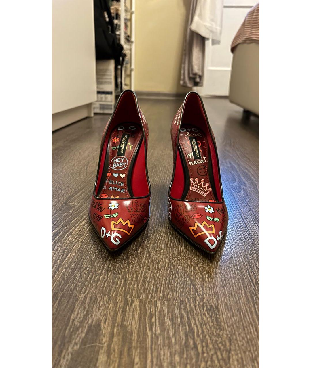 DOLCE&GABBANA Красные кожаные туфли, фото 2