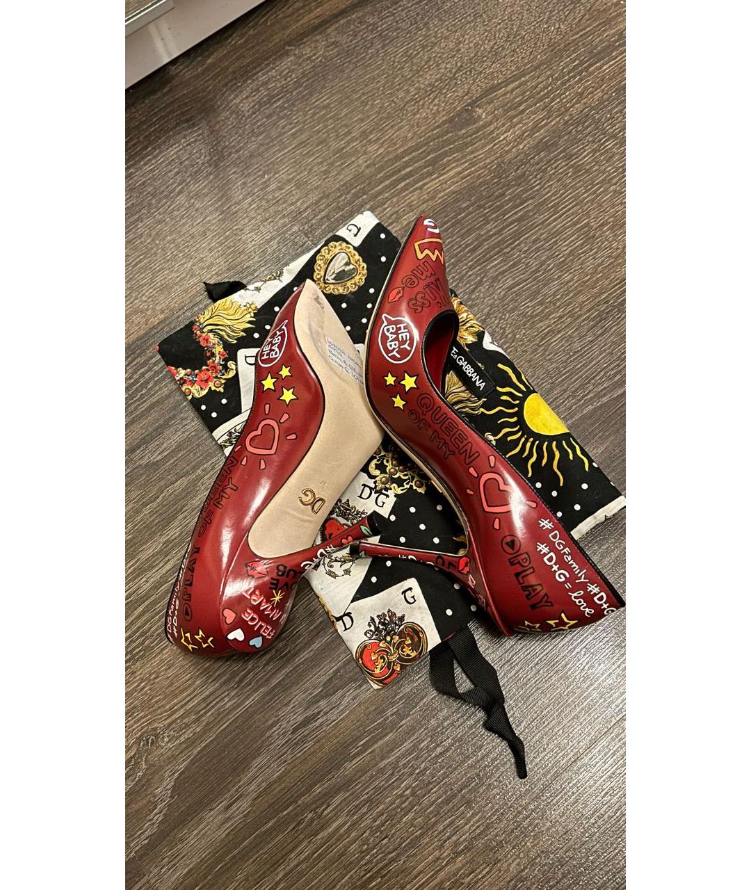 DOLCE&GABBANA Красные кожаные туфли, фото 5