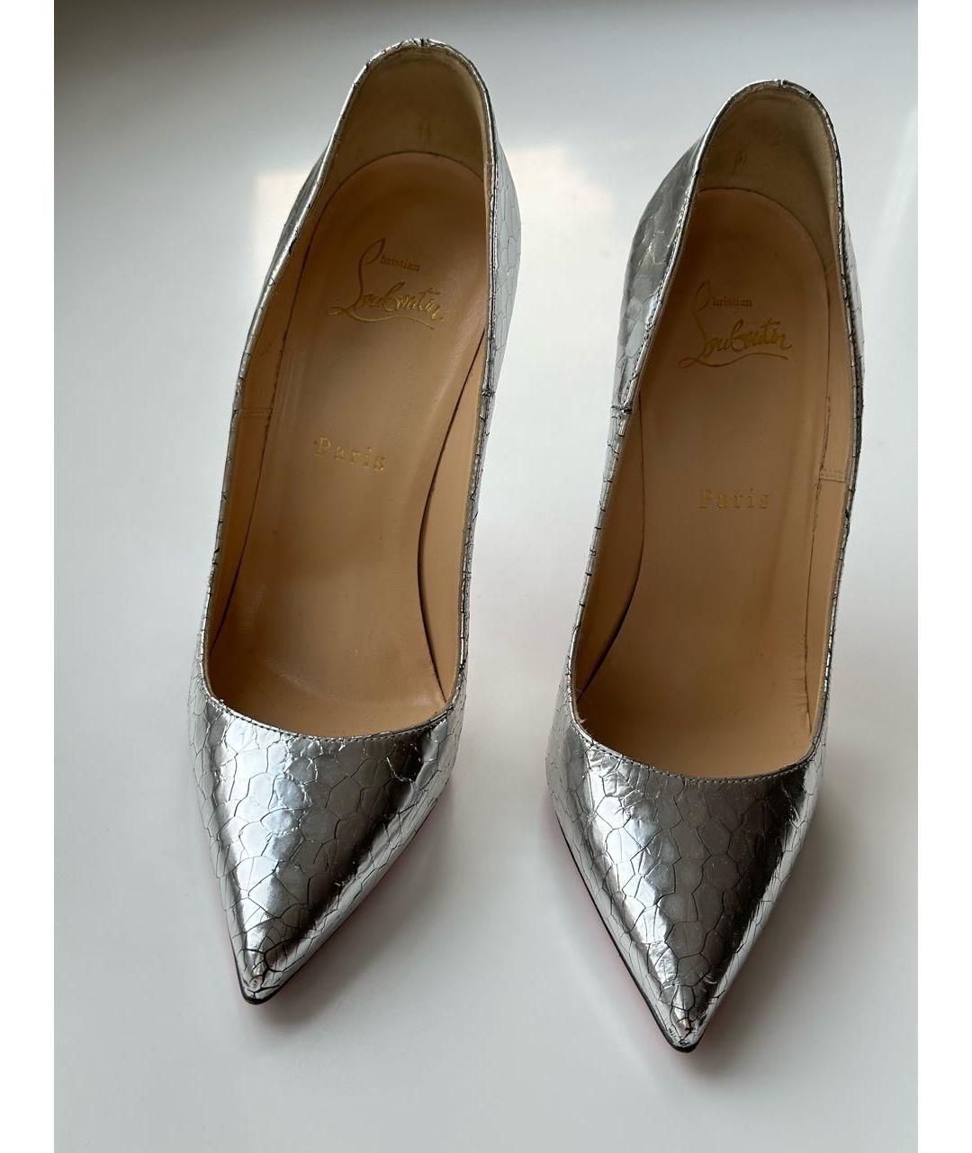 CHRISTIAN LOUBOUTIN Серебряные кожаные туфли, фото 2