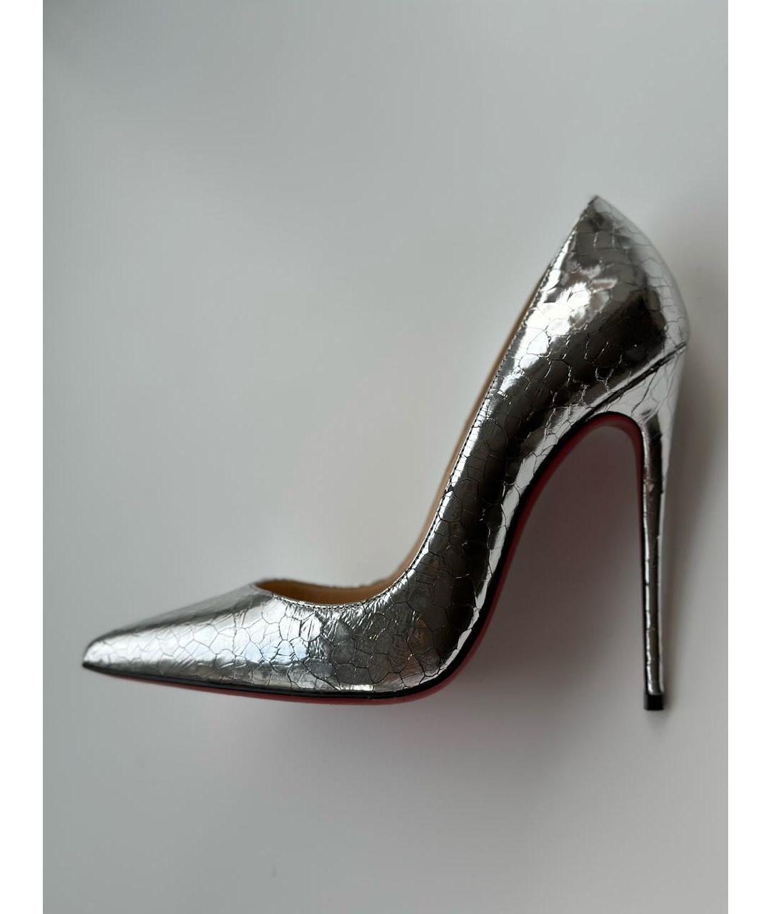 CHRISTIAN LOUBOUTIN Серебряные кожаные туфли, фото 6