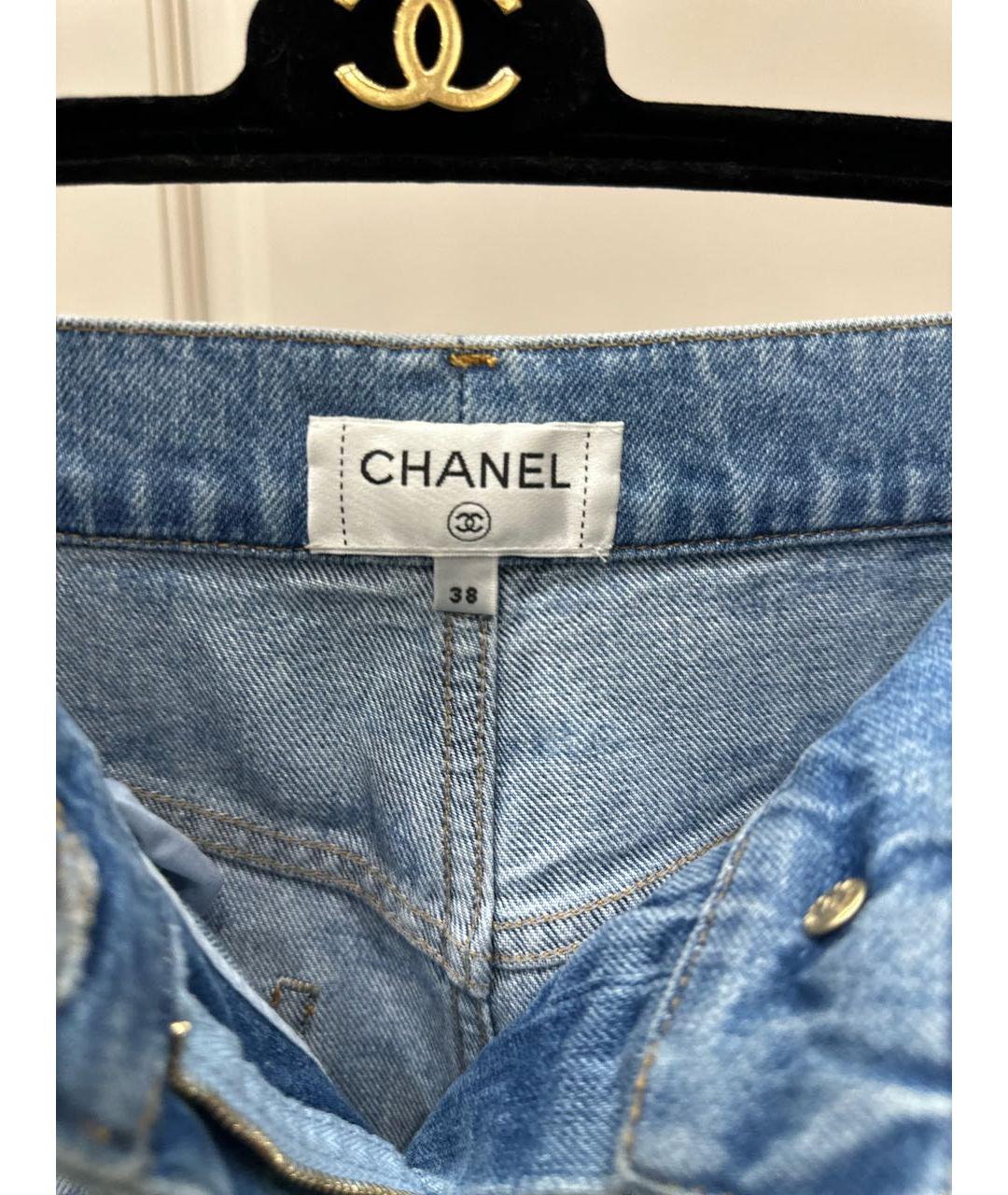 CHANEL Синие хлопковые прямые джинсы, фото 3