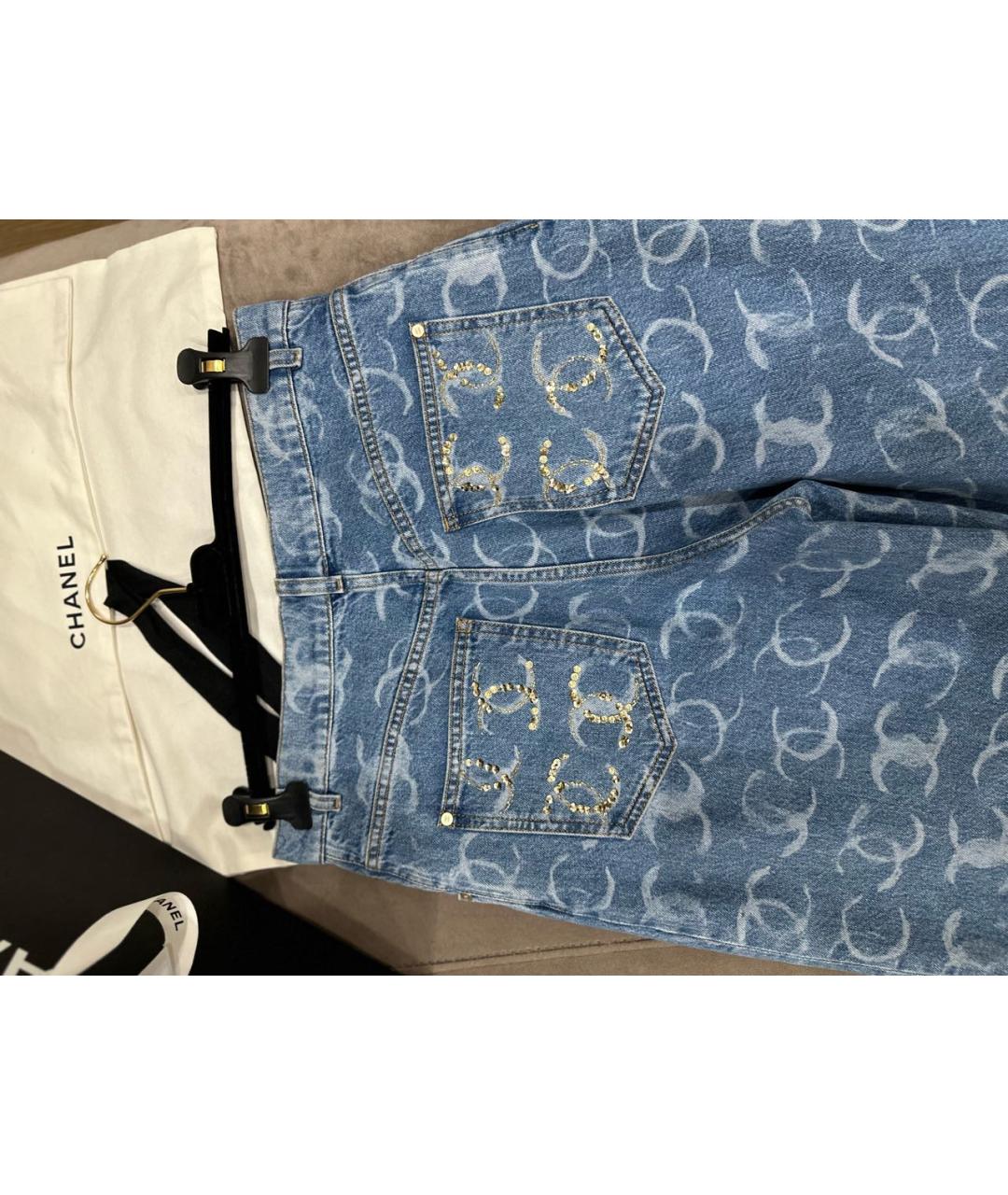 CHANEL Синие хлопковые прямые джинсы, фото 4