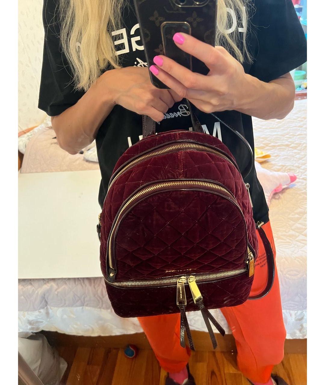 MICHAEL KORS Бордовый бархатный рюкзак, фото 6