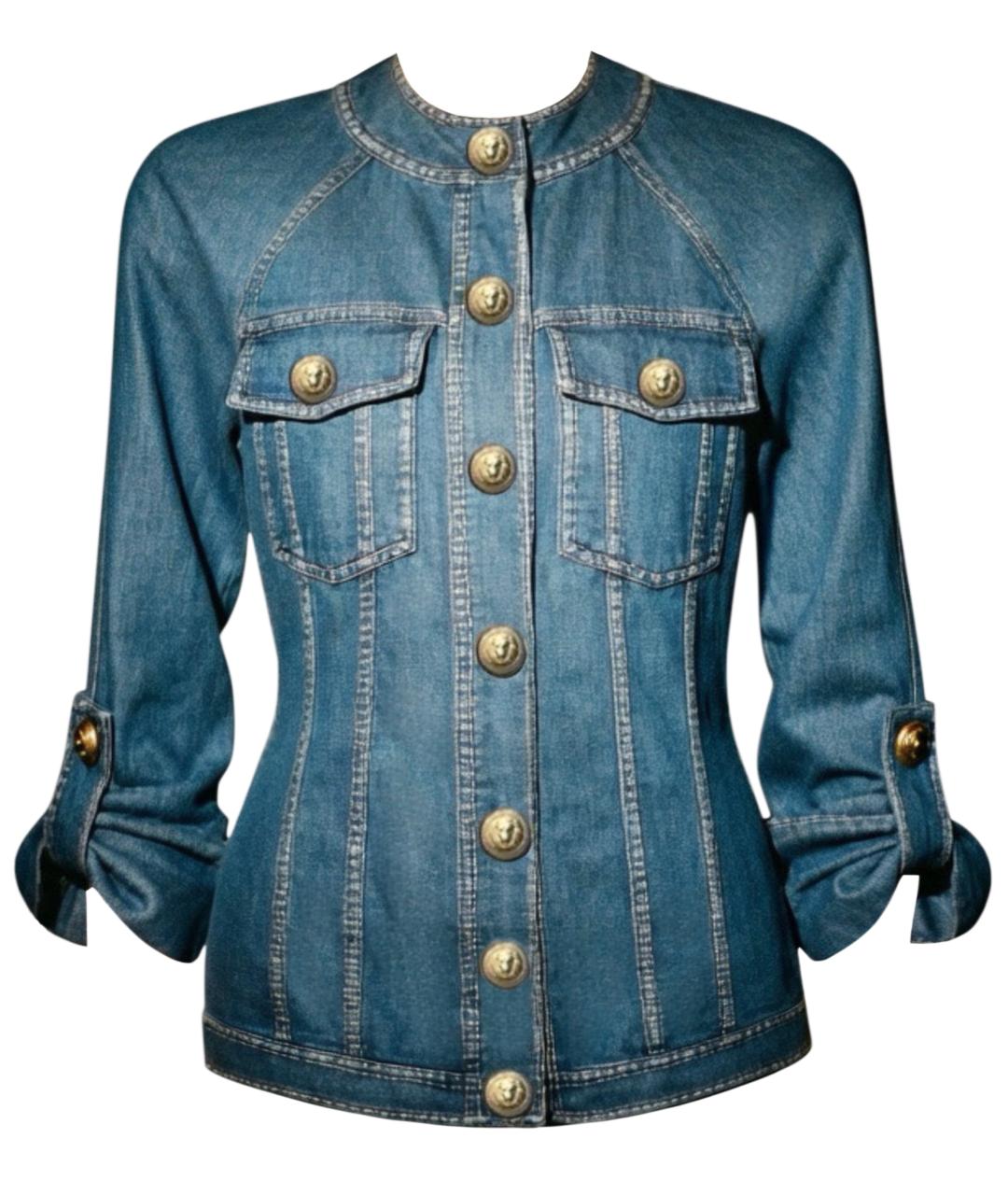 BALMAIN Синяя хлопковая куртка, фото 1