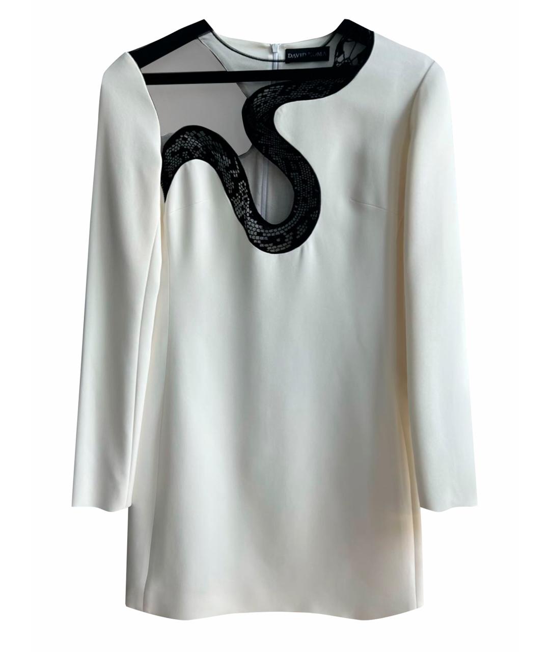 DAVID KOMA Белое ацетатное коктейльное платье, фото 1