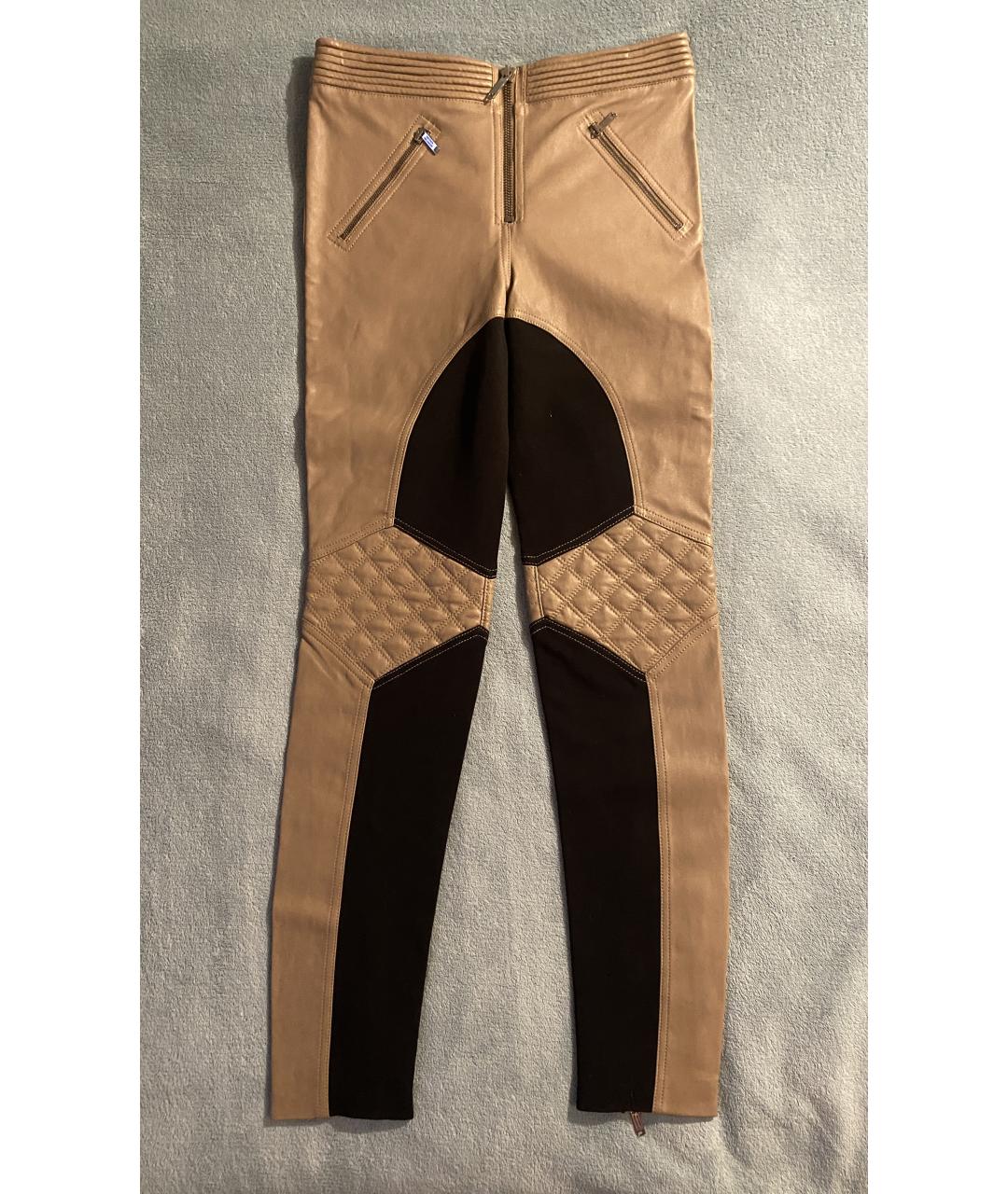 MATTHEW WILLIAMSON Бежевые кожаные брюки узкие, фото 10