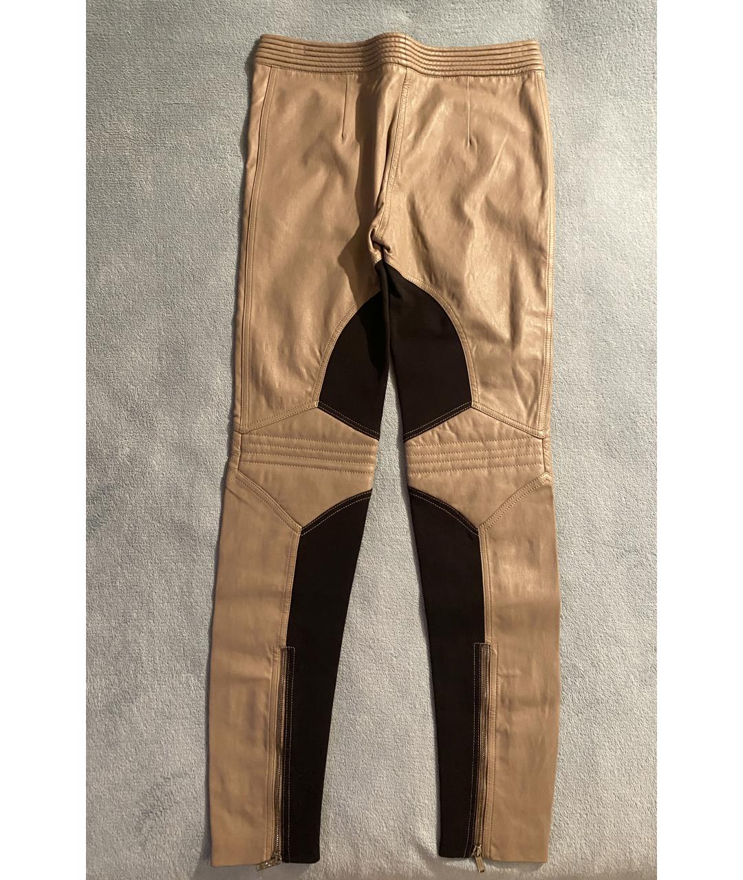MATTHEW WILLIAMSON Бежевые кожаные брюки узкие, фото 2