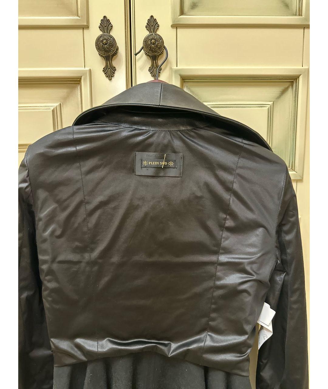 PLEIN SUD Черный кожаный жакет/пиджак, фото 3