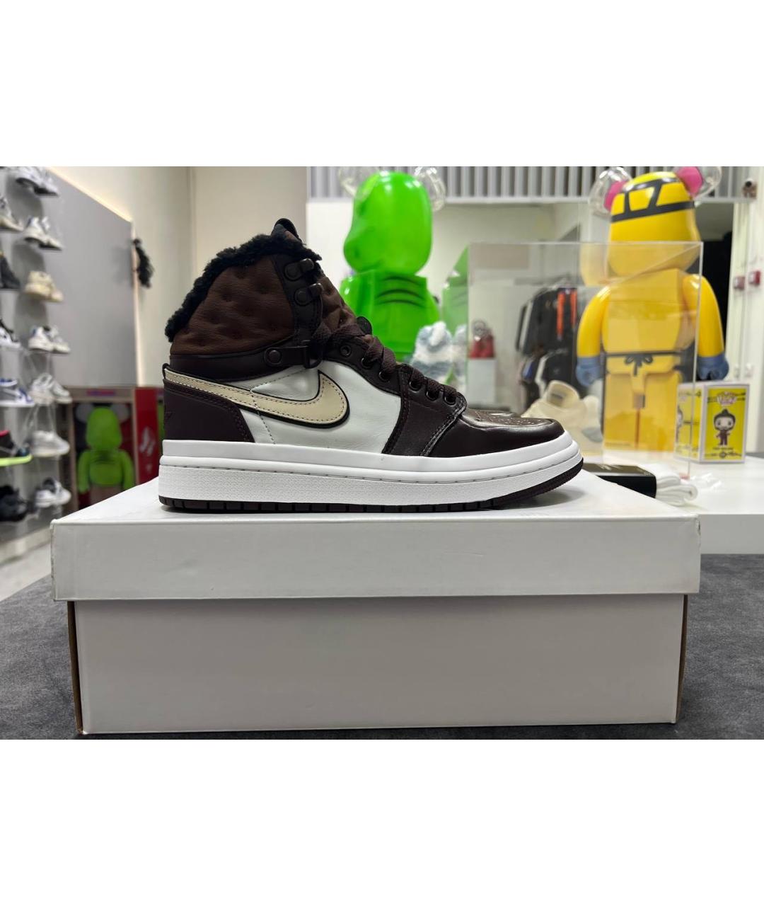 JORDAN Коричневые кожаные кроссовки, фото 2