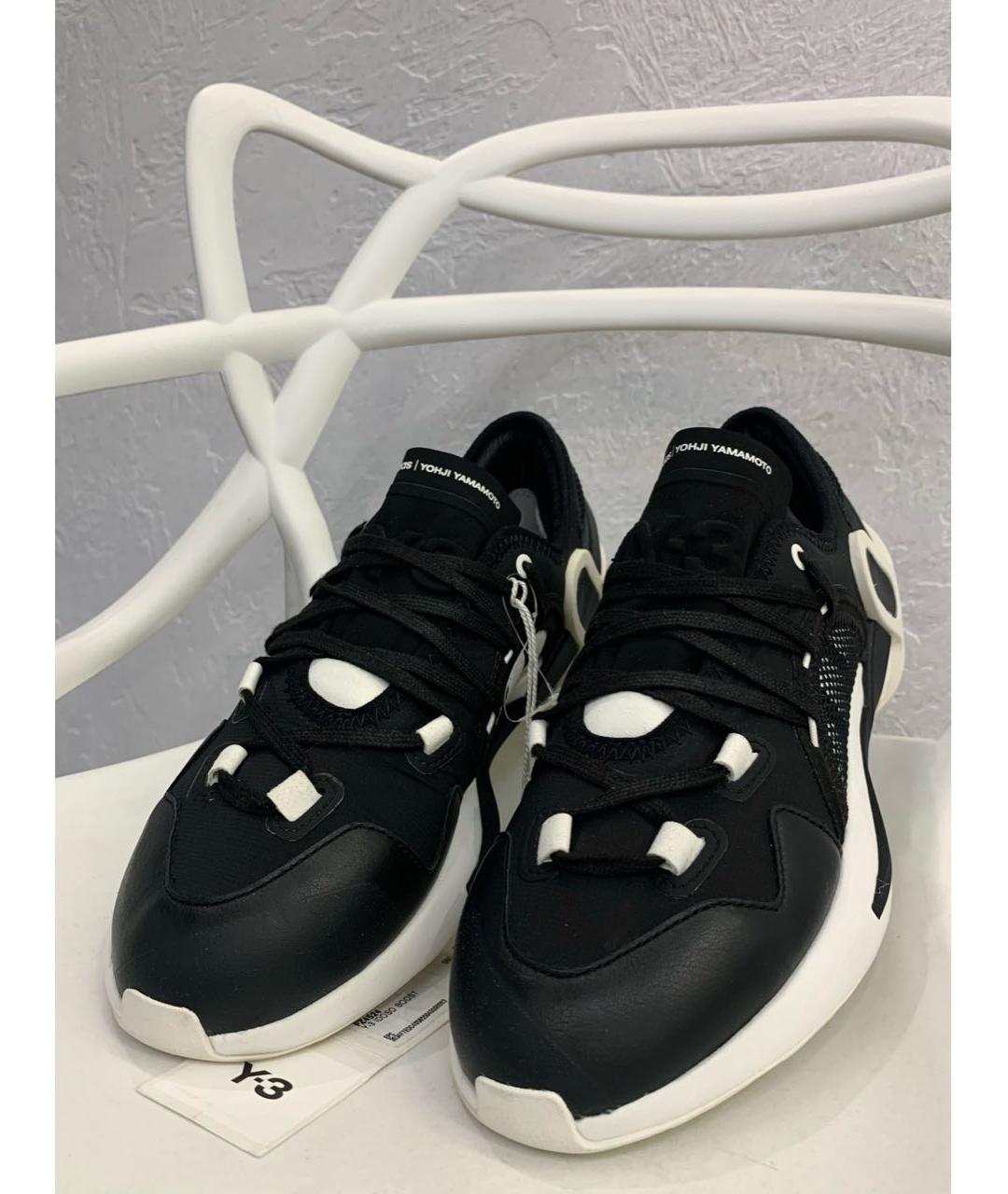 Y-3 Черные кожаные кроссовки, фото 4