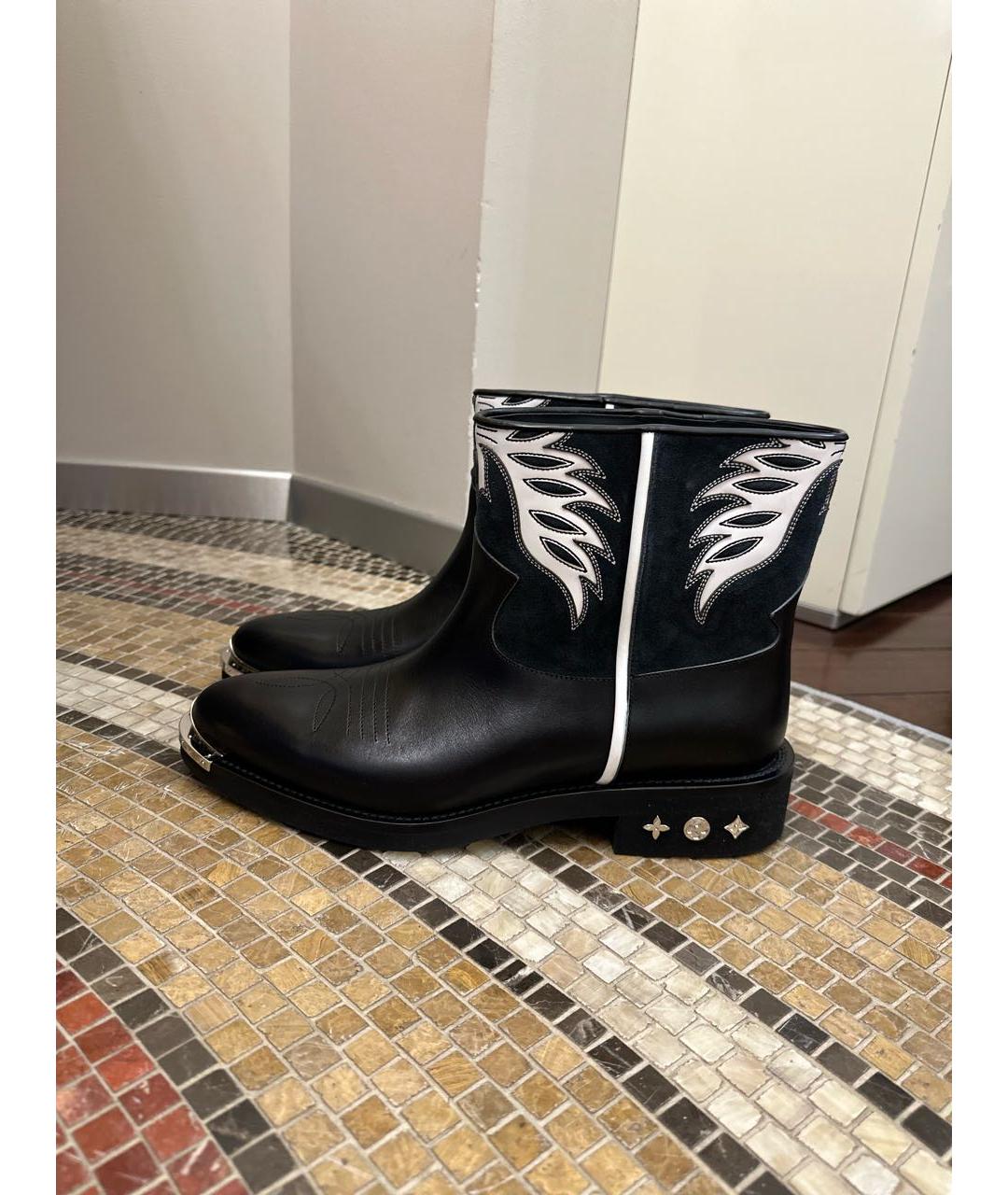 LOUIS VUITTON Черные кожаные высокие ботинки, фото 9