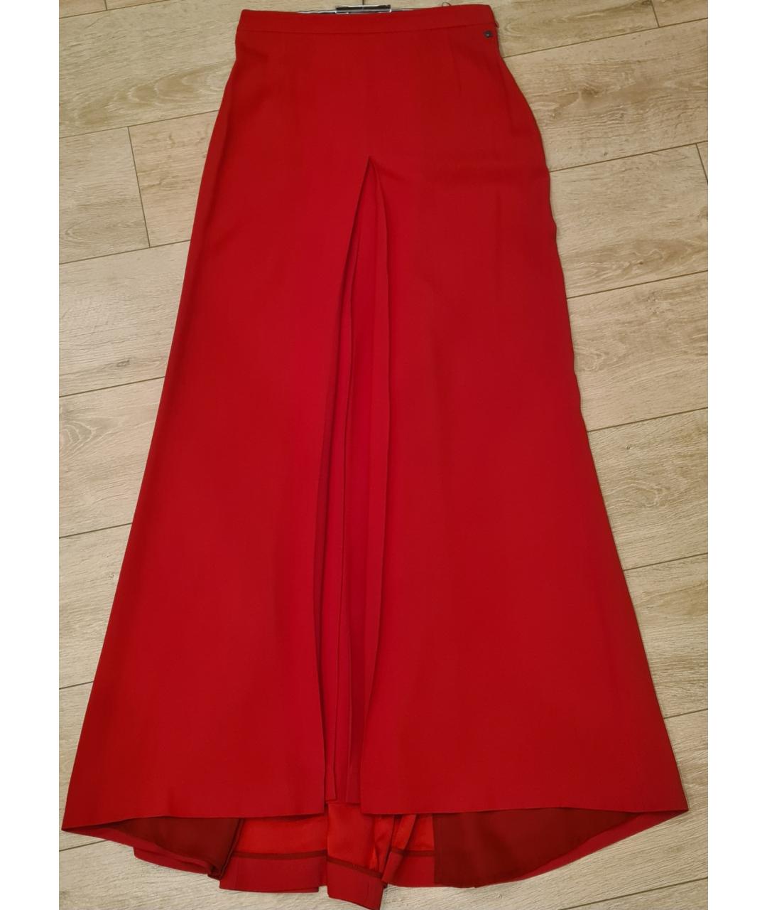 GIANFRANCO FERRE Красная ацетатная юбка макси, фото 6