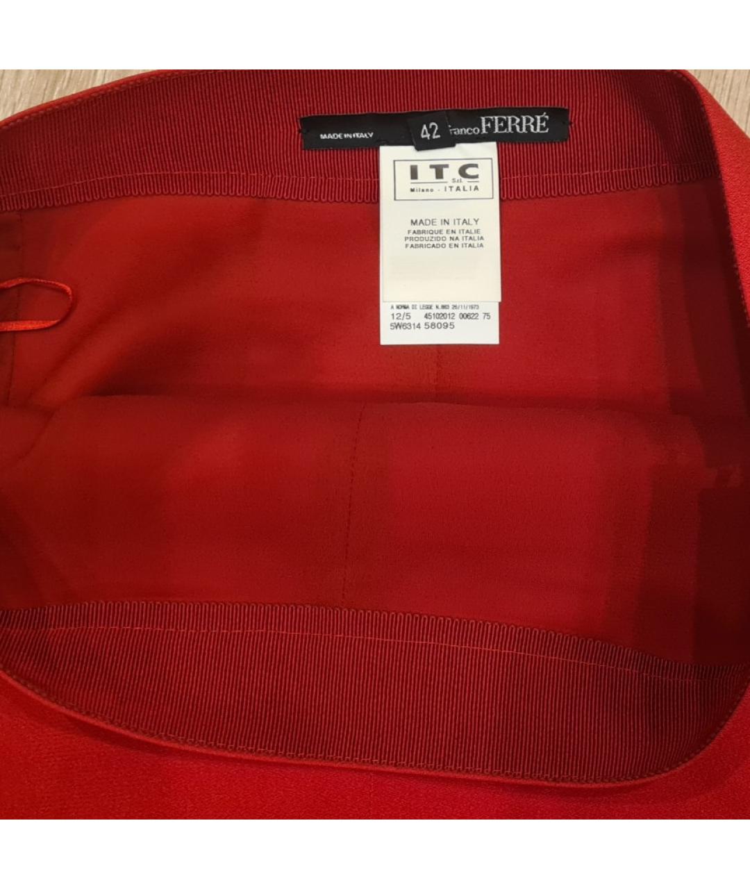 GIANFRANCO FERRE Красная ацетатная юбка макси, фото 3