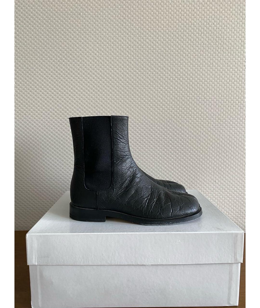 MAISON MARGIELA Черные кожаные ботинки, фото 8