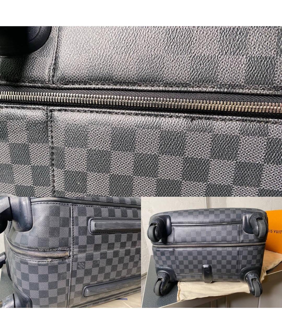 LOUIS VUITTON Черный кожаный чемодан, фото 8