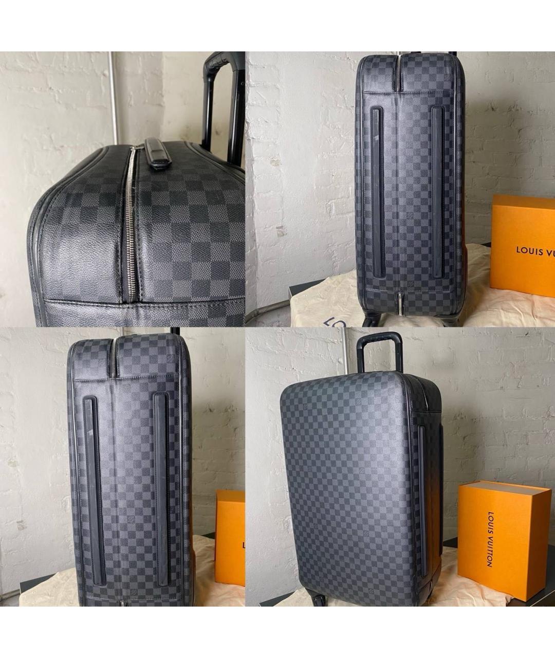 LOUIS VUITTON Черный кожаный чемодан, фото 6