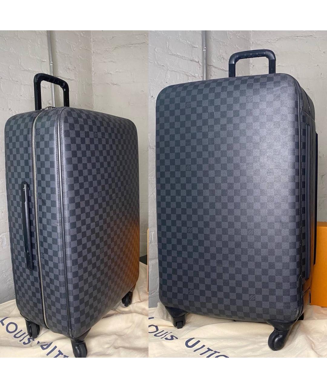 LOUIS VUITTON Черный кожаный чемодан, фото 3