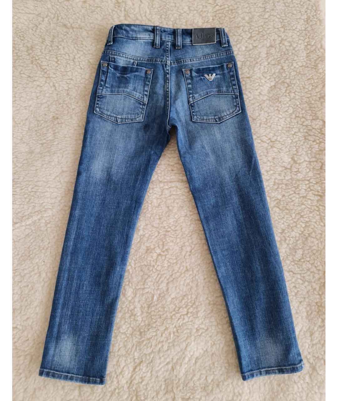 ARMANI JEANS Синие хлопковые детские джинсы, фото 2