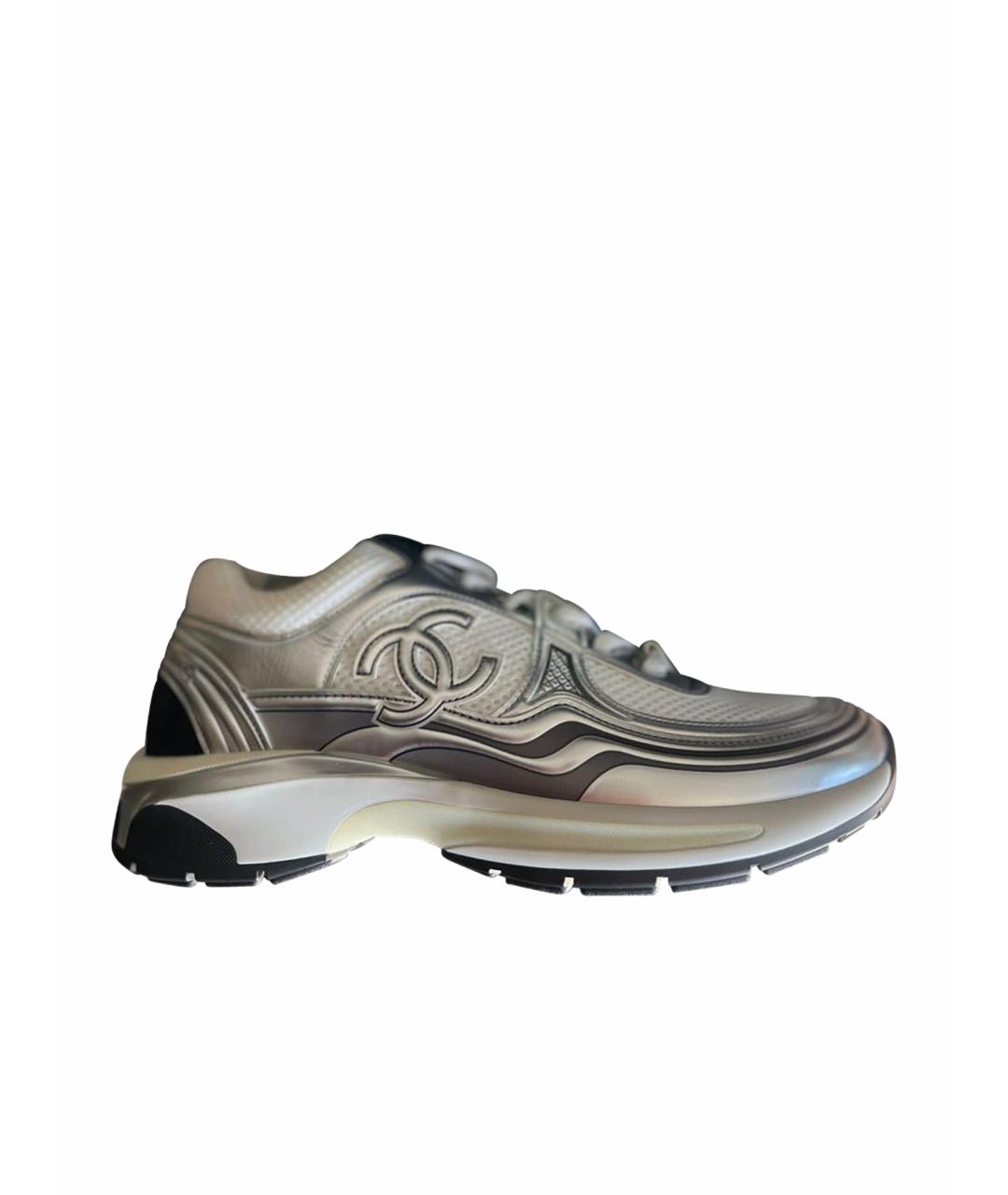 CHANEL PRE-OWNED Серебряные неопреновые кроссовки, фото 1