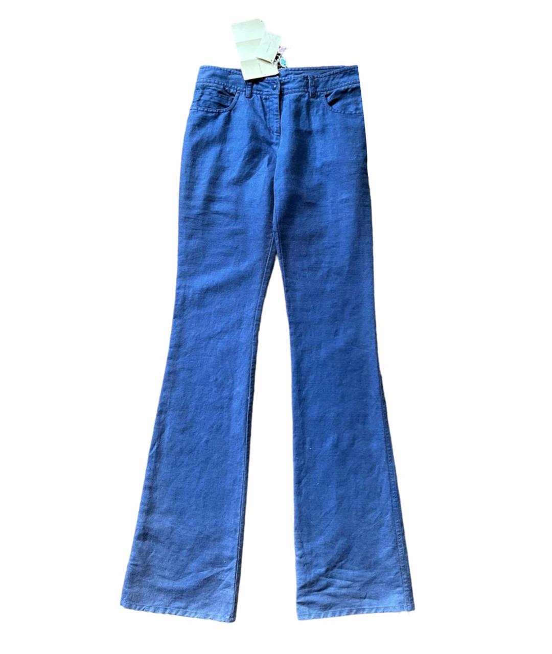 EMILIO PUCCI Голубые льняные брюки узкие, фото 1