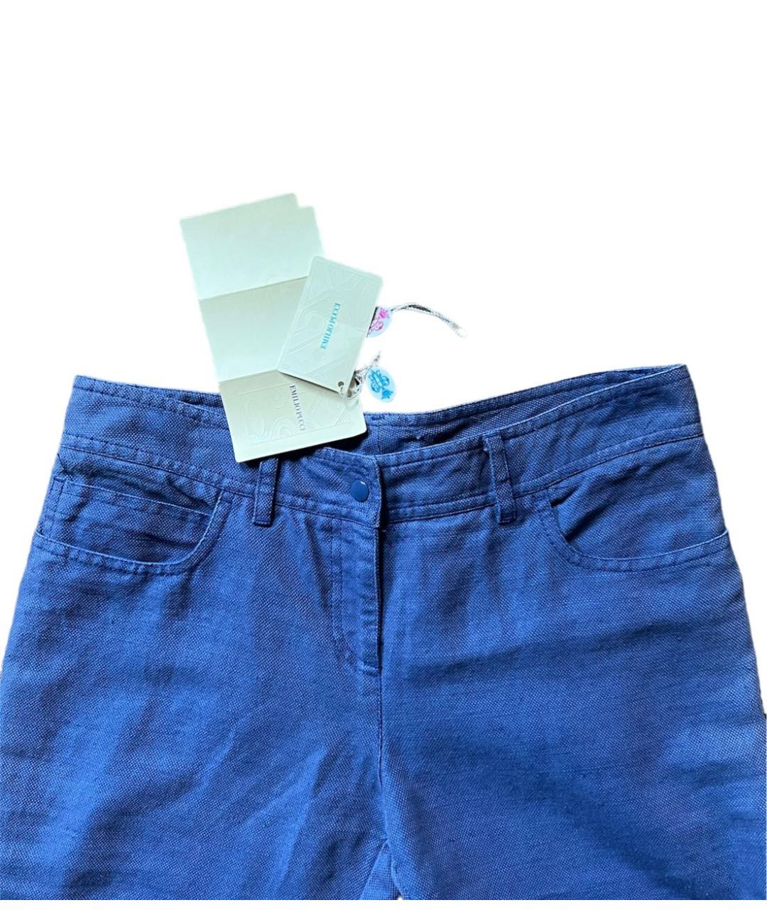 EMILIO PUCCI Голубые льняные брюки узкие, фото 3