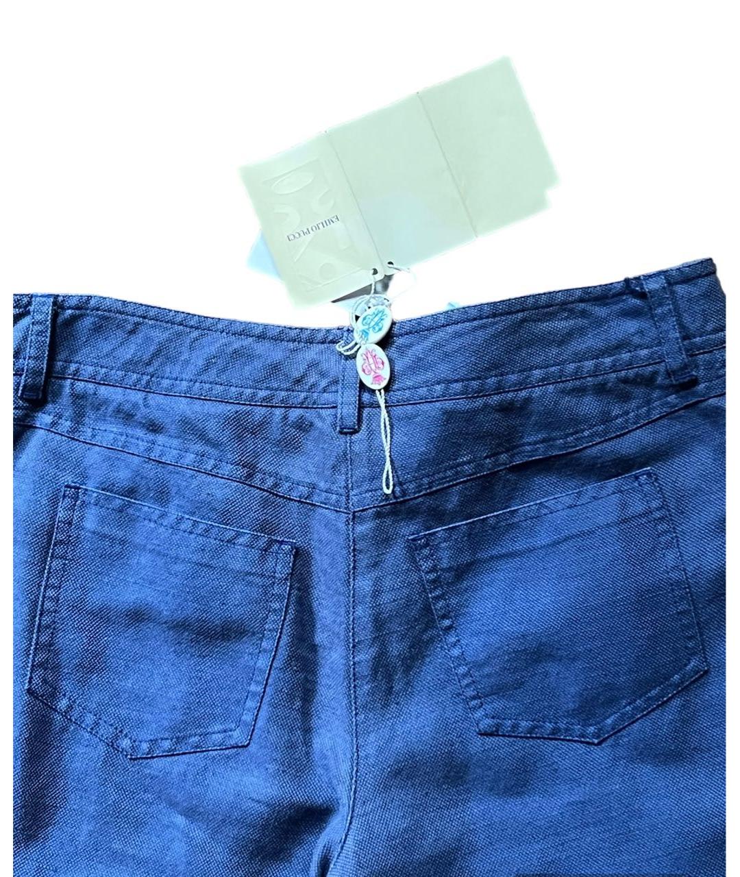 EMILIO PUCCI Голубые льняные брюки узкие, фото 2