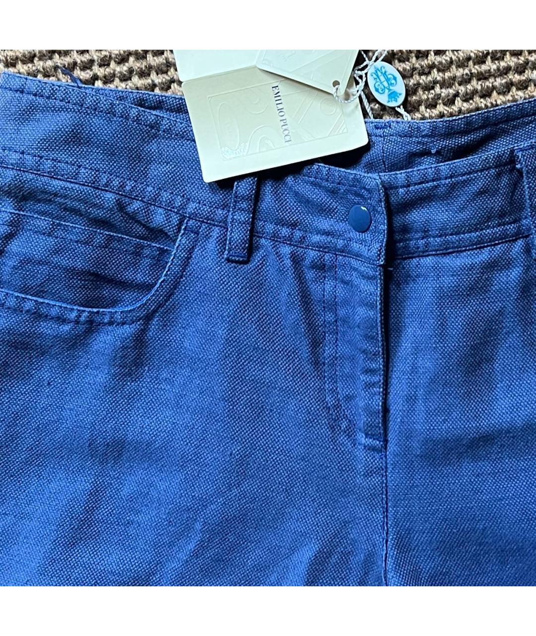 EMILIO PUCCI Голубые льняные брюки узкие, фото 4