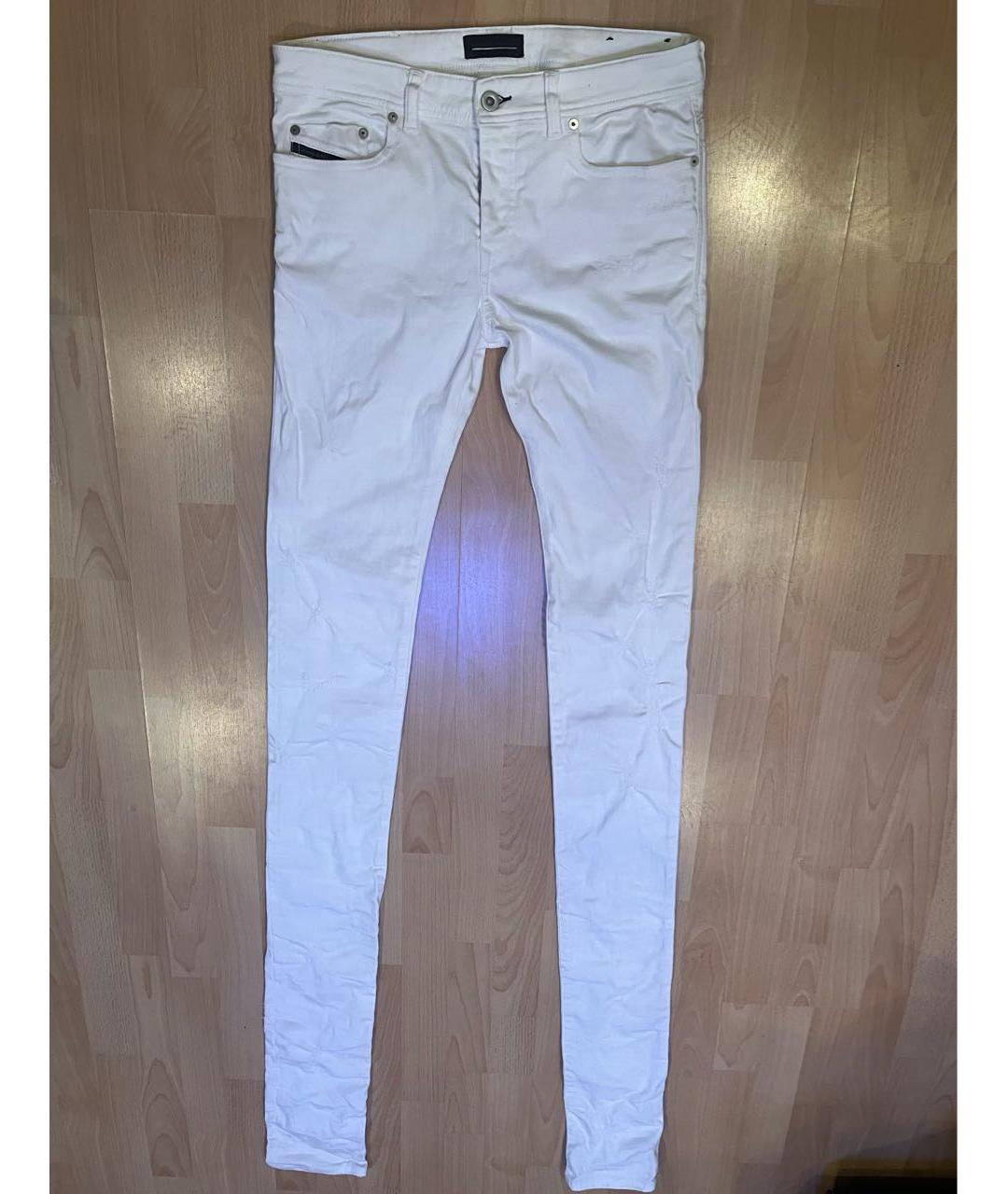 DIESEL BLACK GOLD Белые хлопко-эластановые джинсы скинни, фото 9