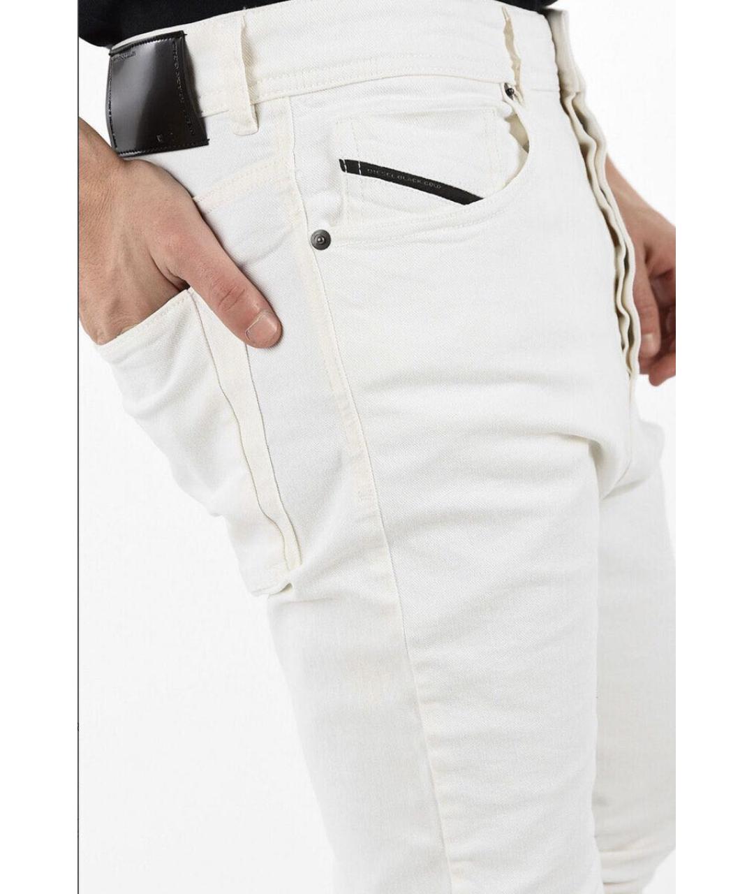 DIESEL BLACK GOLD Белые хлопко-эластановые джинсы скинни, фото 7