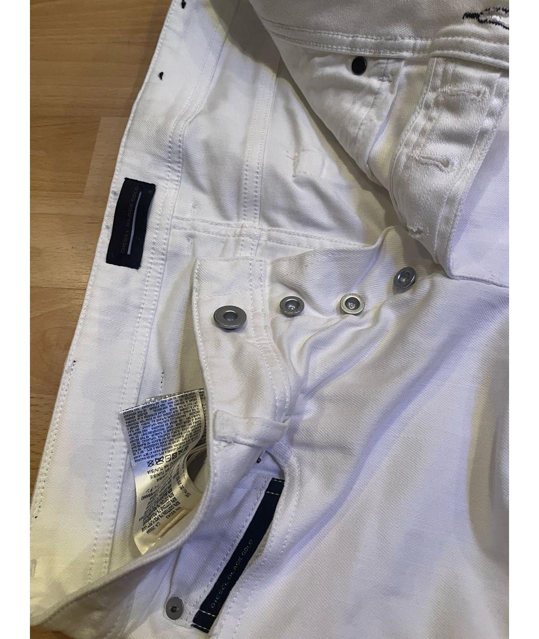 DIESEL BLACK GOLD Белые хлопко-эластановые джинсы скинни, фото 3