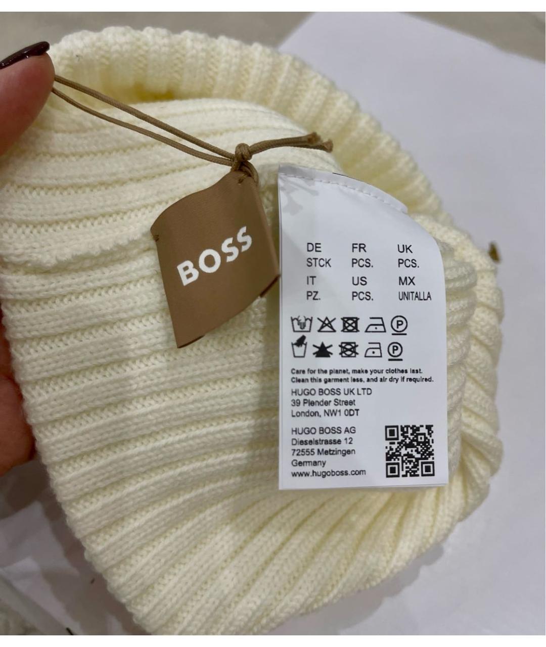 HUGO BOSS Белая шерстяная шапка, фото 3