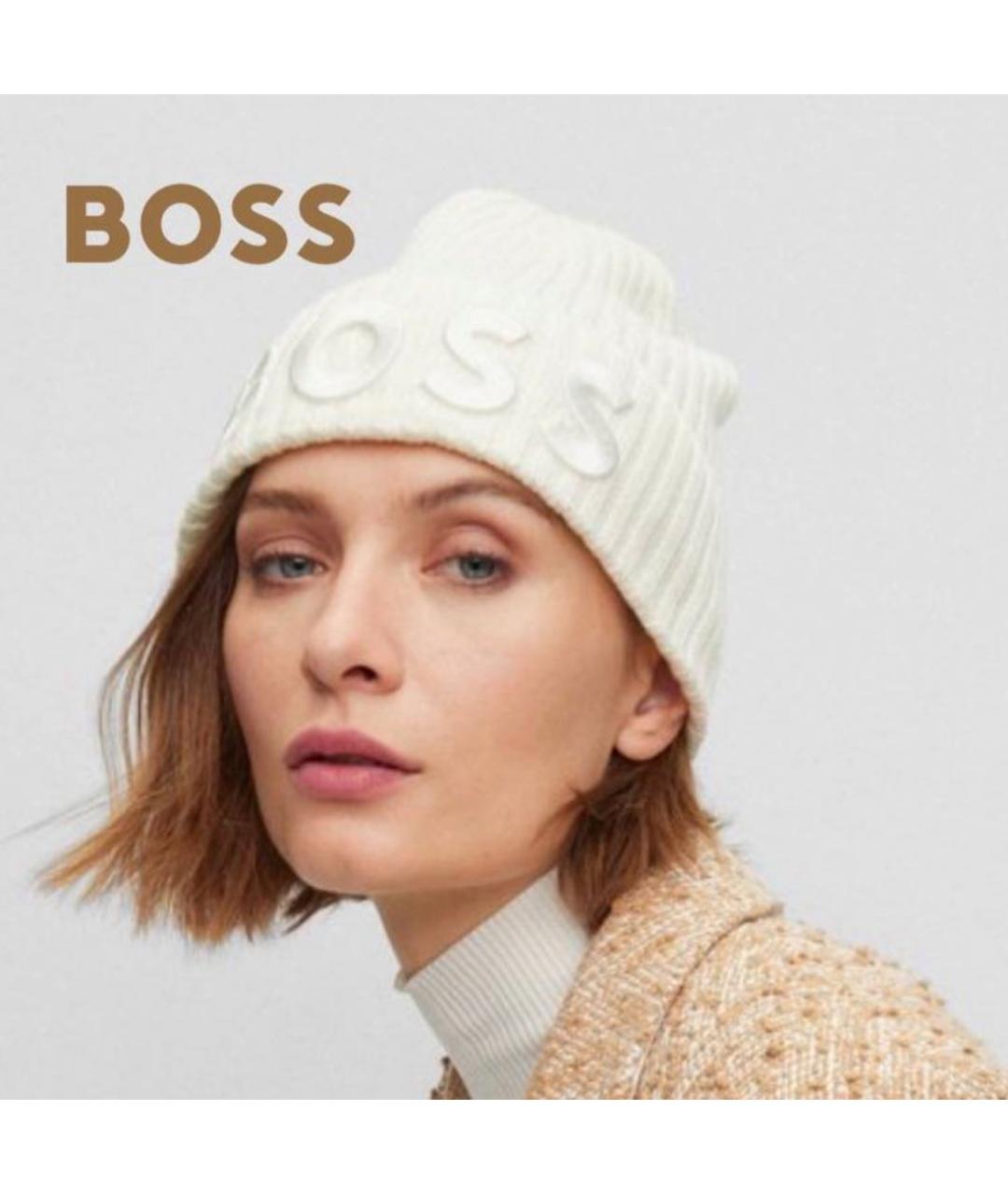 HUGO BOSS Белая шерстяная шапка, фото 4