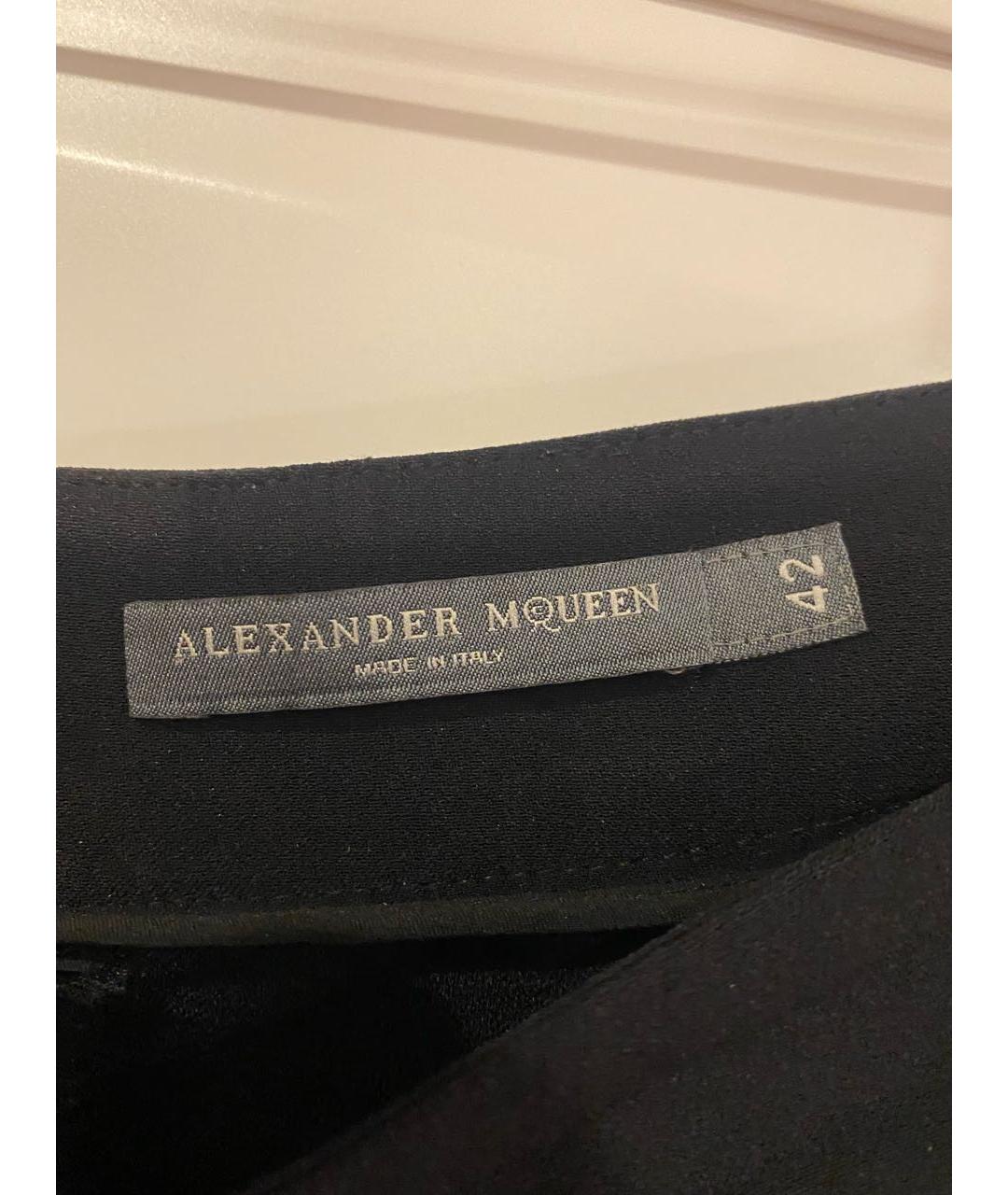 ALEXANDER MCQUEEN Черные вискозные прямые брюки, фото 3