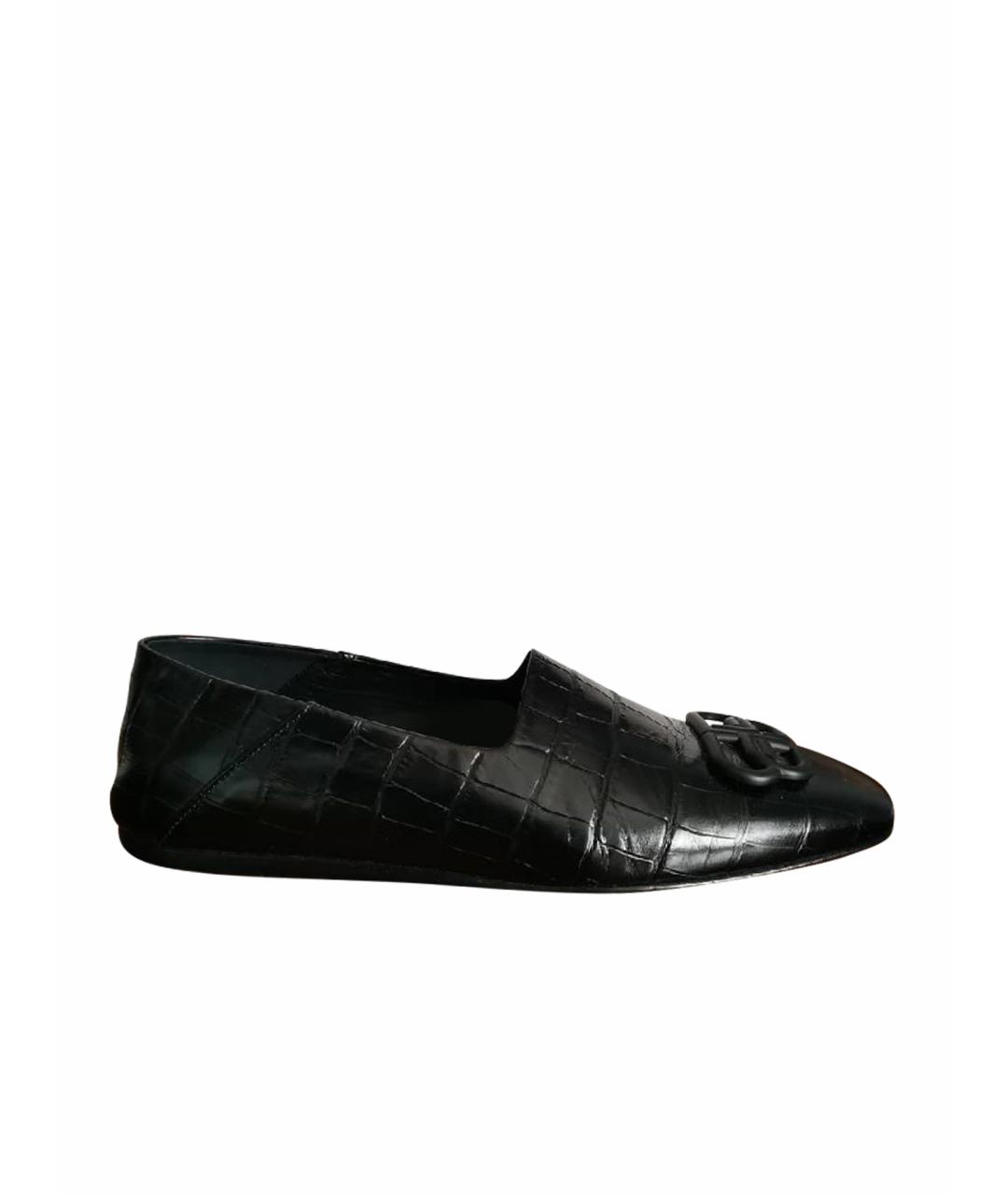 BALENCIAGA Черные кожаные лоферы, фото 1