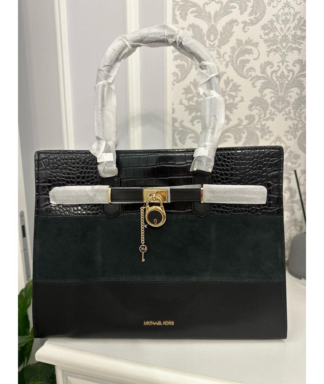 MICHAEL KORS Черная кожаная сумка тоут, фото 7