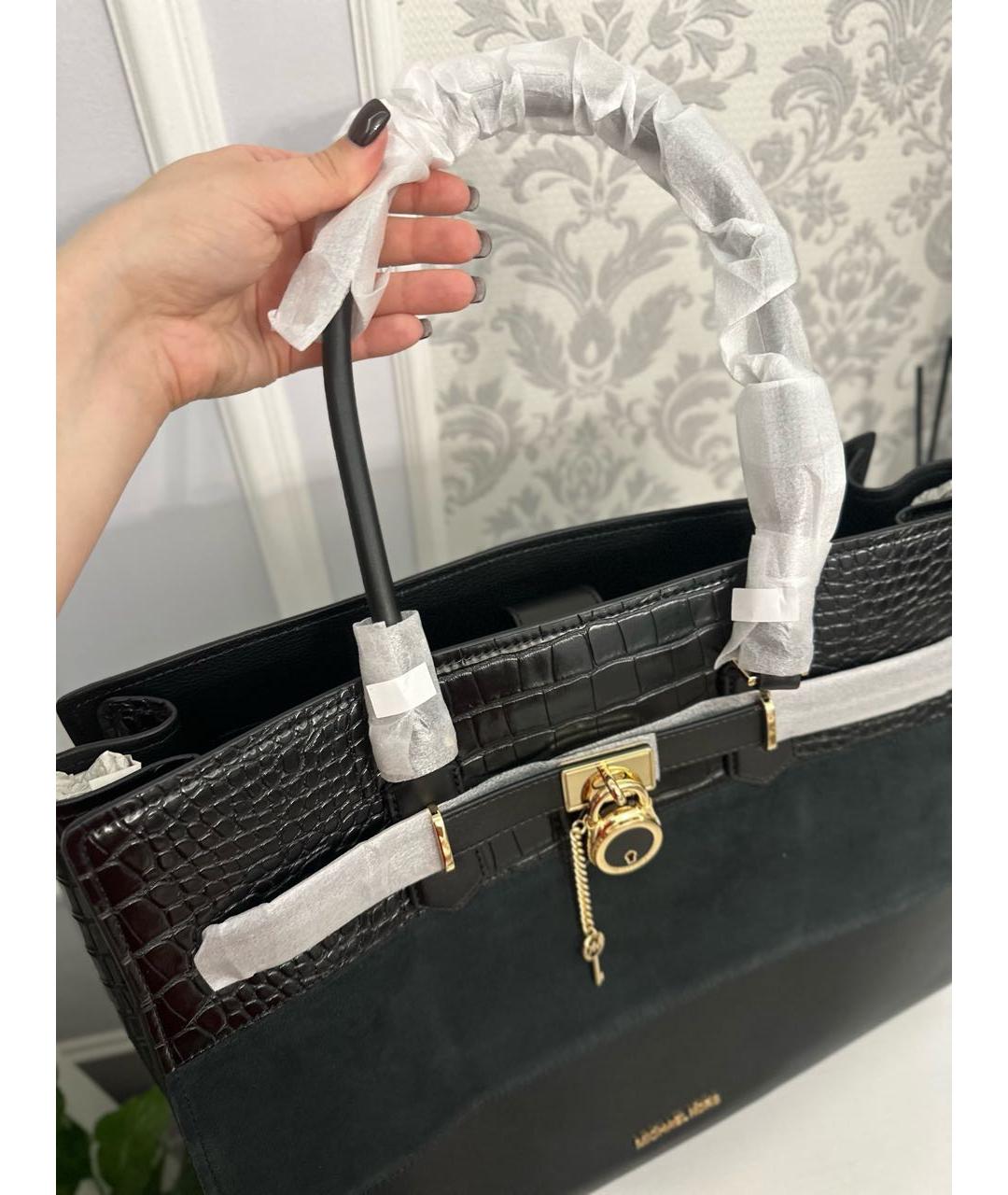 MICHAEL KORS Черная кожаная сумка тоут, фото 4