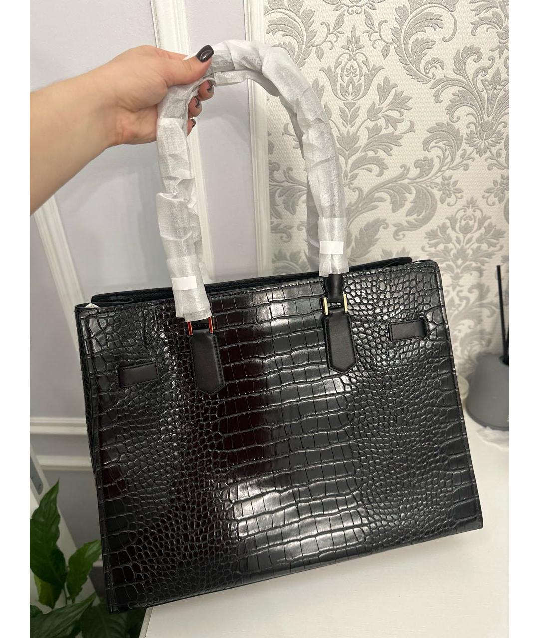 MICHAEL KORS Черная кожаная сумка тоут, фото 3