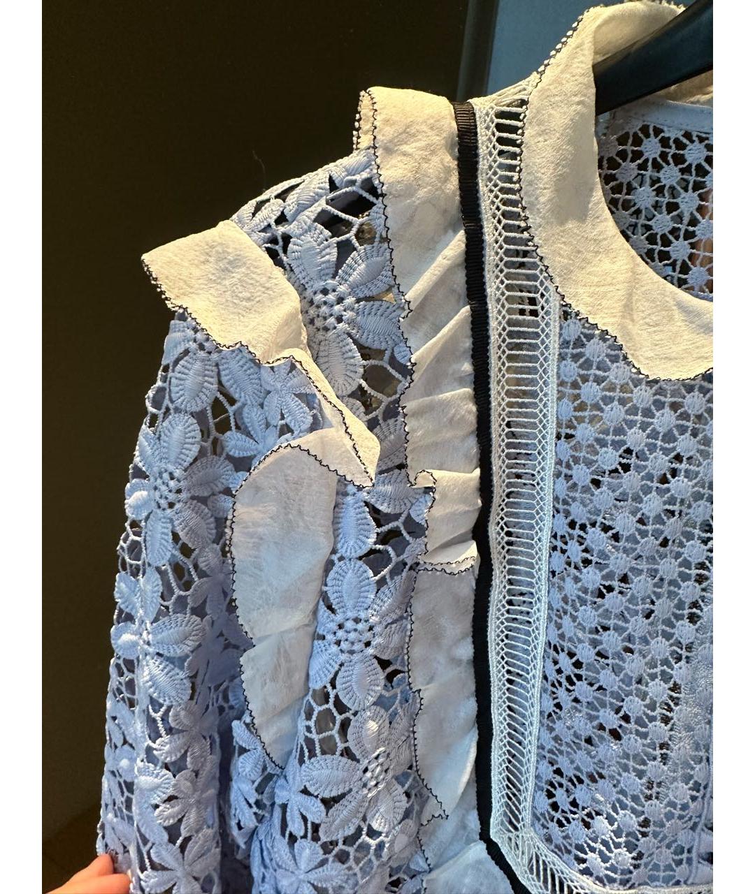 SELF-PORTRAIT Голубая кружевная блузы, фото 6