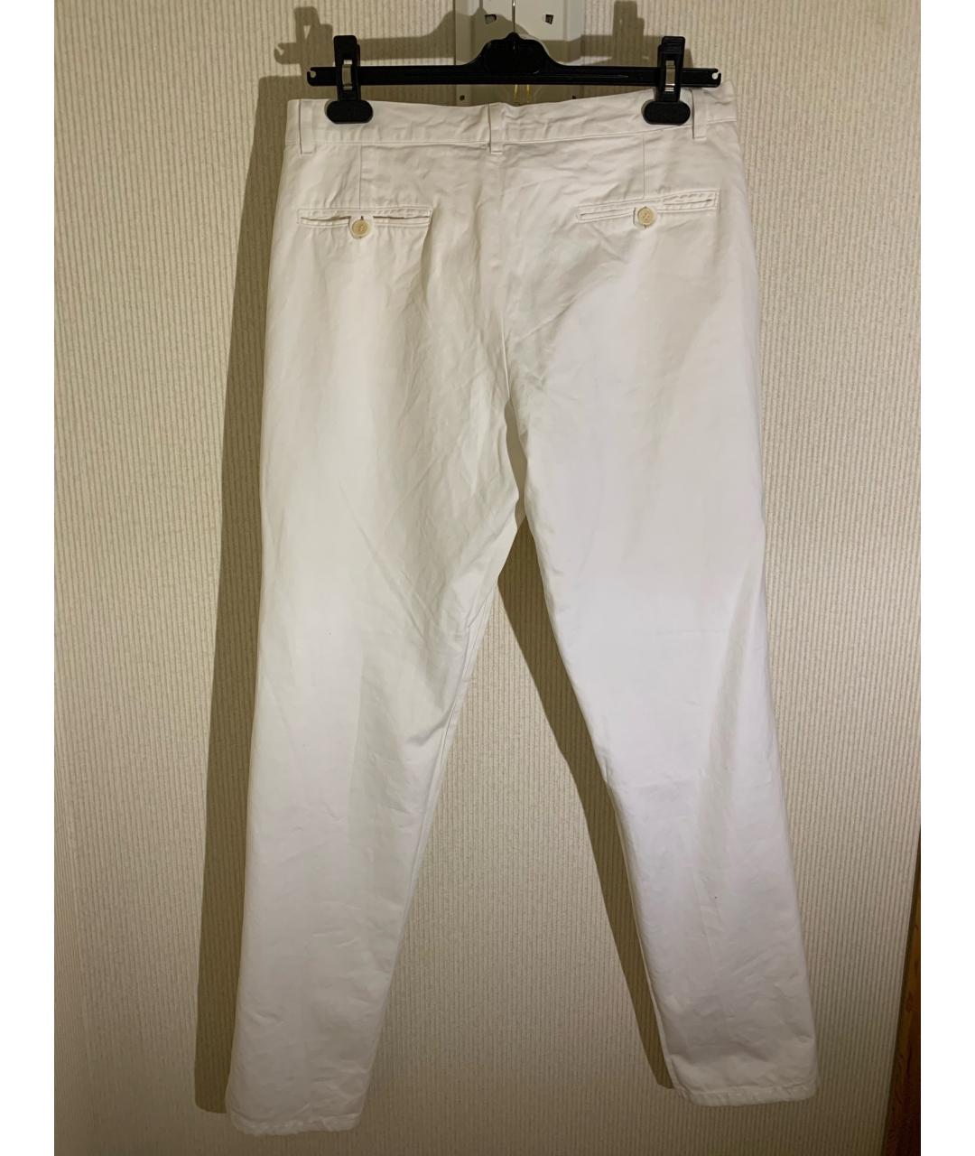 HELMUT LANG Белые хлопковые повседневные брюки, фото 2