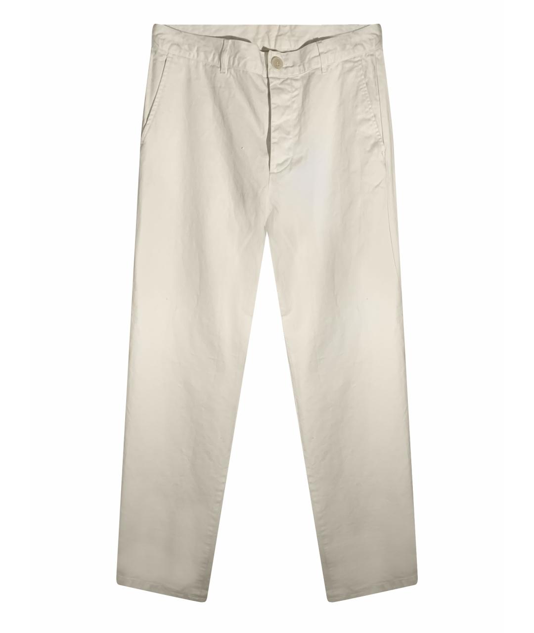 HELMUT LANG Белые хлопковые повседневные брюки, фото 1