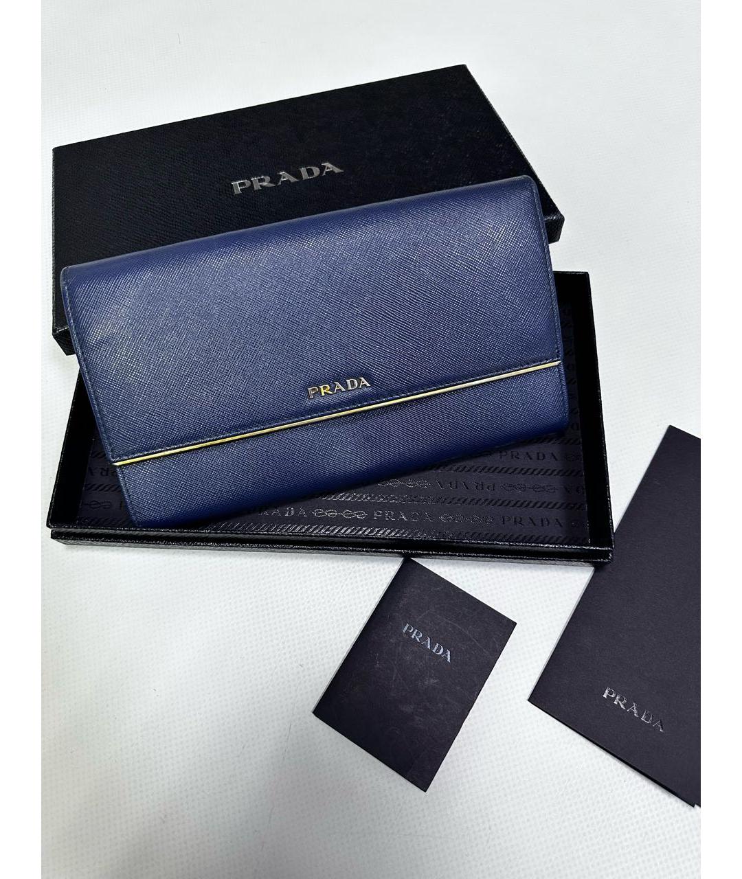 PRADA Синий кожаный кошелек, фото 2