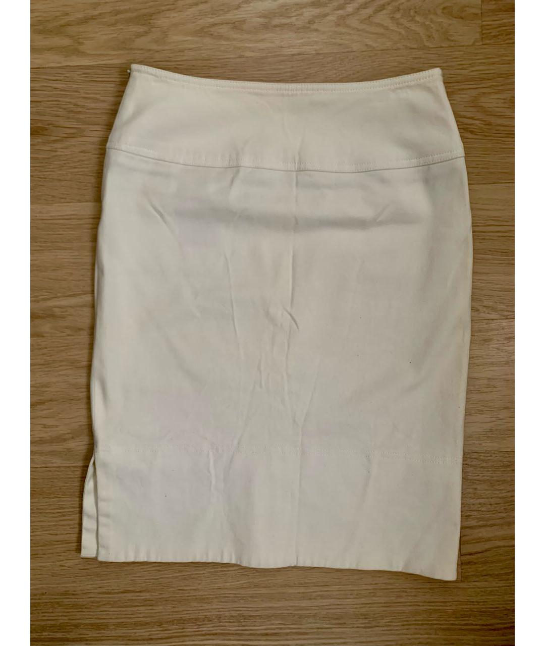 BURBERRY Белая хлопковая юбка миди, фото 2
