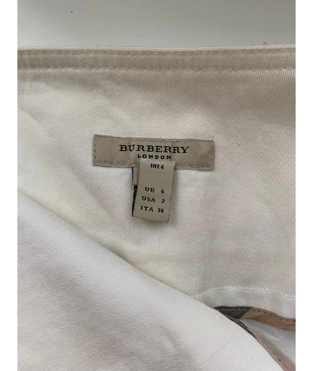 BURBERRY Белая хлопковая юбка миди, фото 3